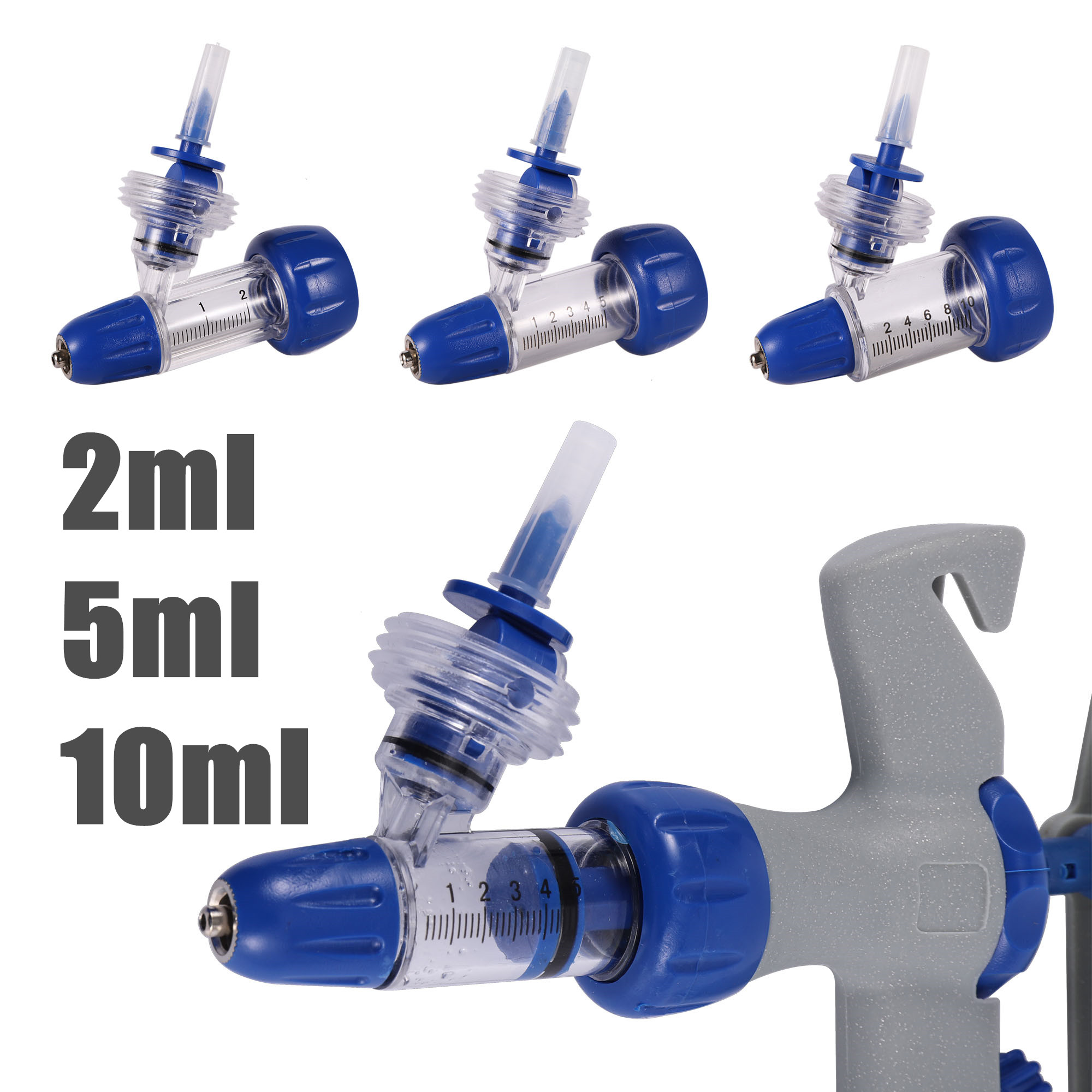 Veterinary Syringe Gun - 2/5/10ml อัตโนมัติต่อเนื่องเข็มฉีดยาสัตว์ปรับเข็มฉีดยาไก่นกสัตว์ปีกทนทานวัคซีนหัวฉีด Veterinary เครื่องมือ