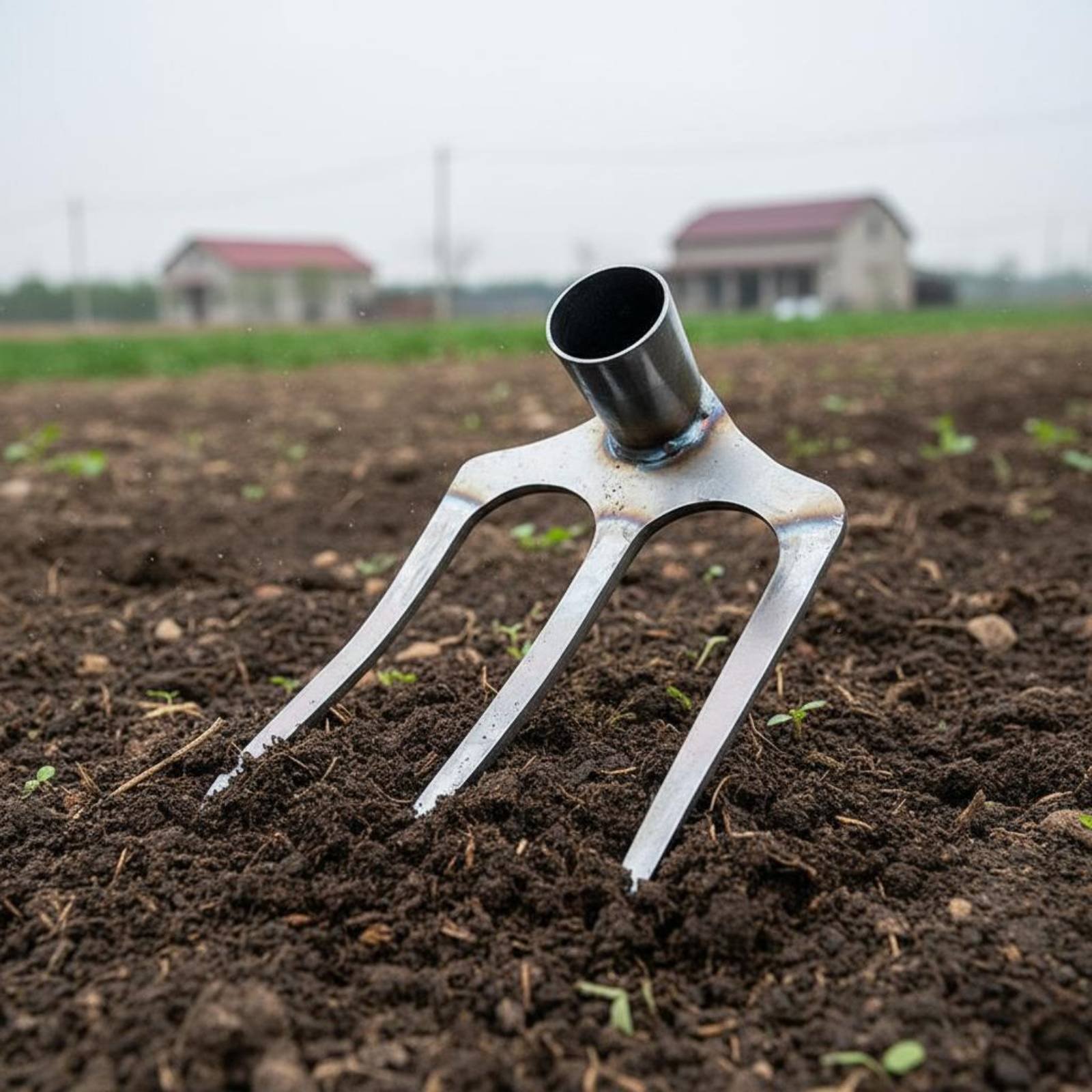 Soil Tilling Cultivator - หัวคราดเหล็กกล้า 4 ง่าม สำหรับพรวนดินด้วยมือ เครื่องมือทำสวนที่ทนทาน เหมาะสำหรับเกษตรกรและสวนในบ้าน
