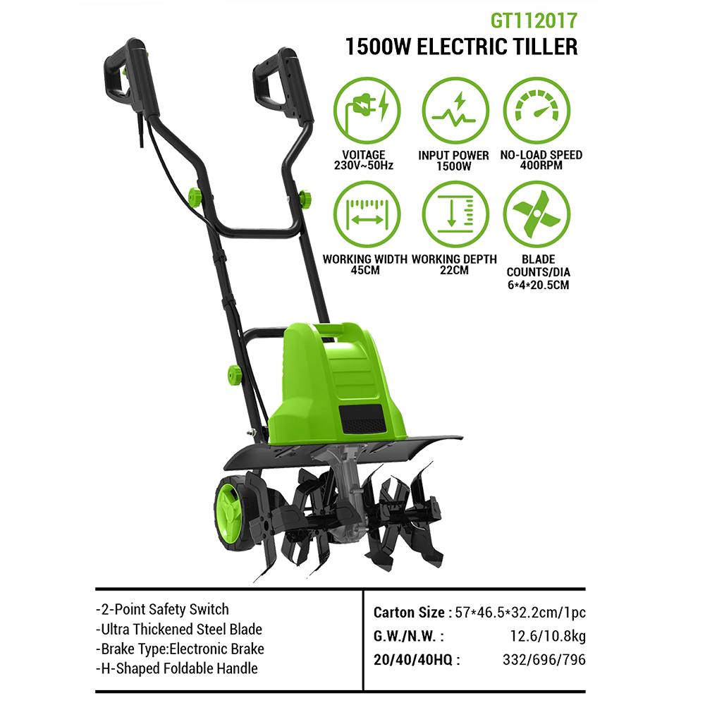 เครื่องพรวนดินไฟฟ้า 1500 วัตต์ - Soil Tilling Cultivator บทวิจารณ์และราคา